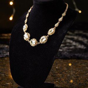 Clear Austrian Crystal & Goldtone Necklace